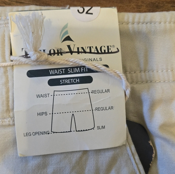 NWT Tailor Vintage Shorts Beige Khaki Tan Mens Size 32 Slim Waist Stretch Golf - Picture 2 of 6